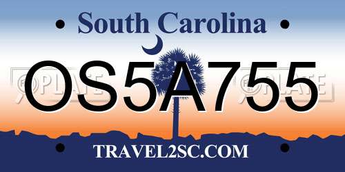 OS5A755 South Carolina License Plate