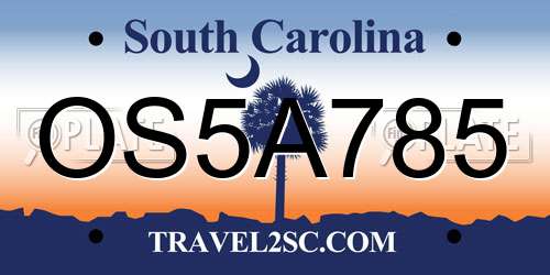 OS5A785 South Carolina License Plate