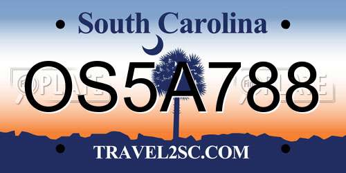 OS5A788 South Carolina License Plate
