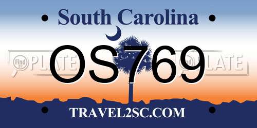 OS769 South Carolina License Plate