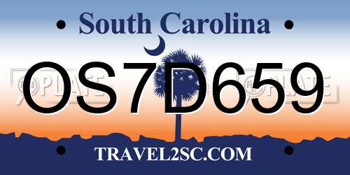 OS7D659 South Carolina License Plate