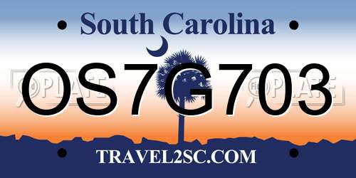 OS7G703 South Carolina License Plate