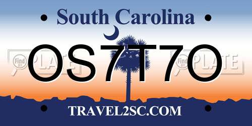 OS7T7O South Carolina License Plate