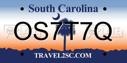 OS7T7Q South Carolina License Plate
