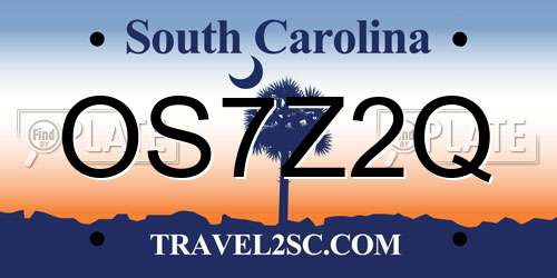 OS7Z2Q South Carolina License Plate