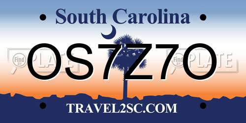OS7Z7O South Carolina License Plate