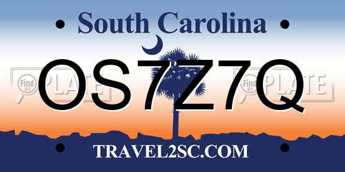 OS7Z7Q South Carolina License Plate