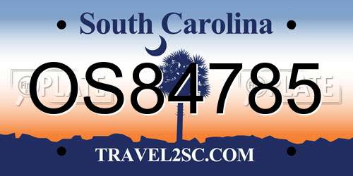 OS84785 South Carolina License Plate