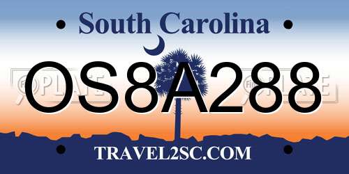 OS8A288 South Carolina License Plate