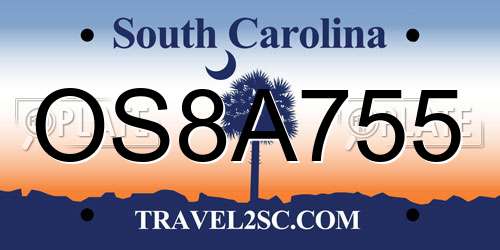 OS8A755 South Carolina License Plate