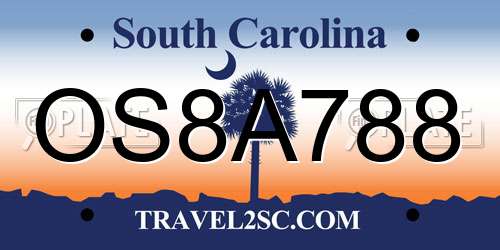 OS8A788 South Carolina License Plate