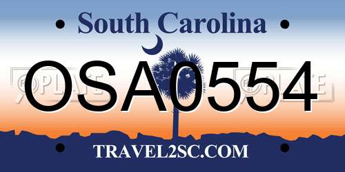 OSA0554 South Carolina License Plate