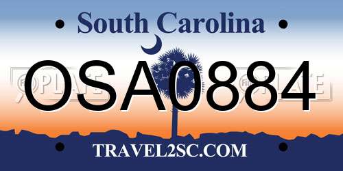 OSA0884 South Carolina License Plate