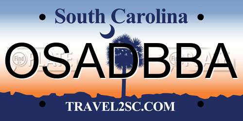 OSADBBA South Carolina License Plate
