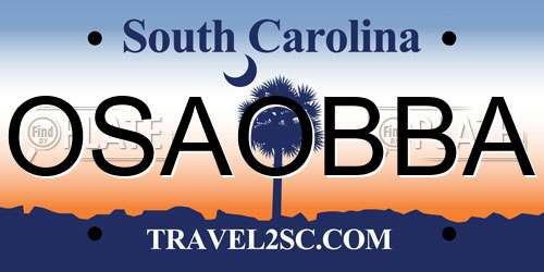 OSAOBBA South Carolina License Plate