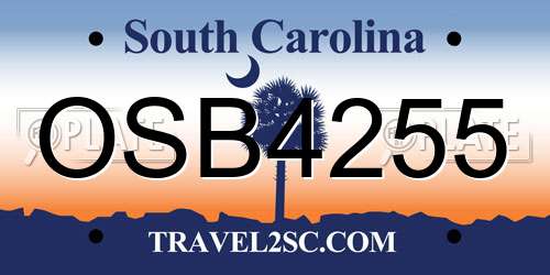 OSB4255 South Carolina License Plate