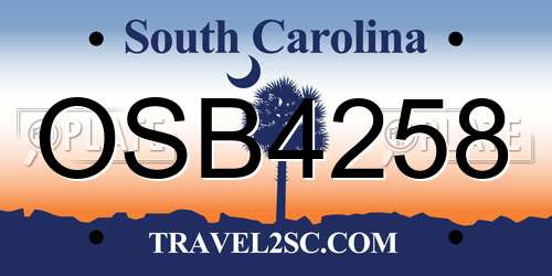 OSB4258 South Carolina License Plate