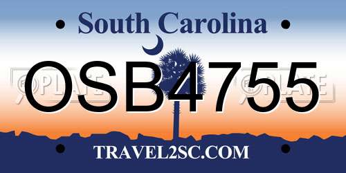 OSB4755 South Carolina License Plate