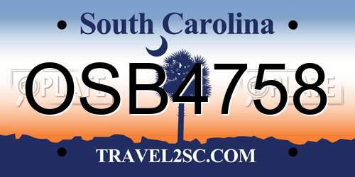 OSB4758 South Carolina License Plate
