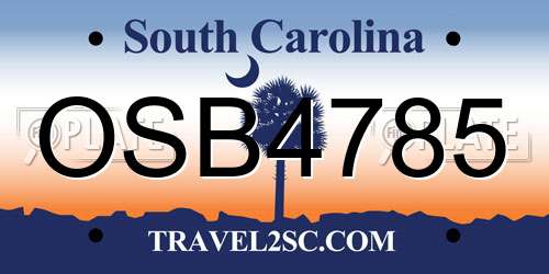 OSB4785 South Carolina License Plate