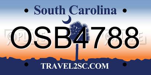 OSB4788 South Carolina License Plate