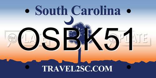 OSBK51 South Carolina License Plate