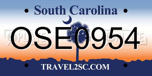 OSE0954 South Carolina License Plate