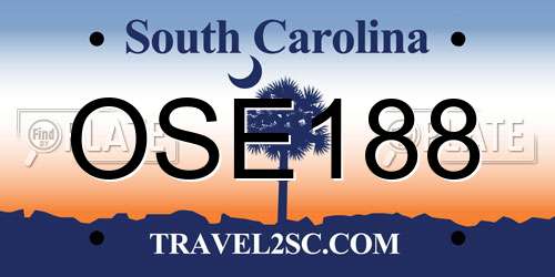 OSE188 South Carolina License Plate