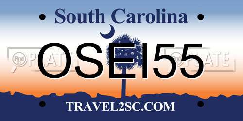OSEI55 South Carolina License Plate
