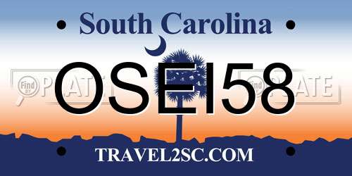 OSEI58 South Carolina License Plate