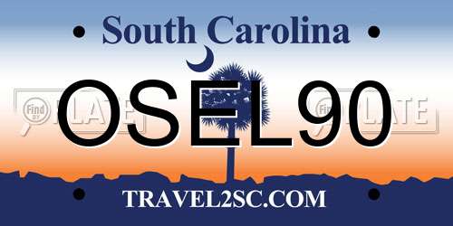 OSEL90 South Carolina License Plate