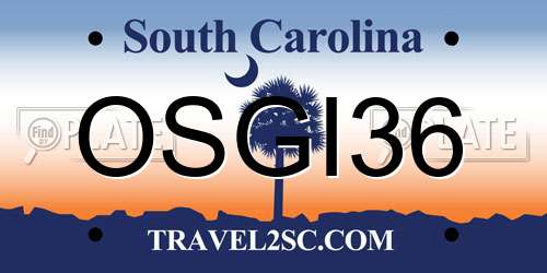OSGI36 South Carolina License Plate