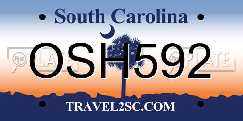 OSH592 South Carolina License Plate