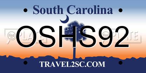 OSHS92 South Carolina License Plate