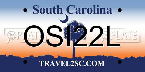 OSI22L South Carolina License Plate
