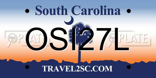 OSI27L South Carolina License Plate