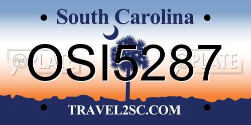 OSI5287 South Carolina License Plate