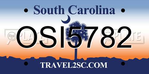 OSI5782 South Carolina License Plate