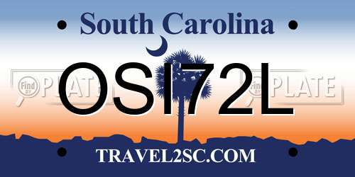 OSI72L South Carolina License Plate