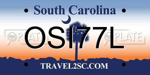 OSI77L South Carolina License Plate
