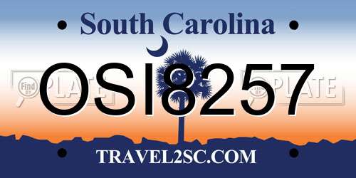 OSI8257 South Carolina License Plate