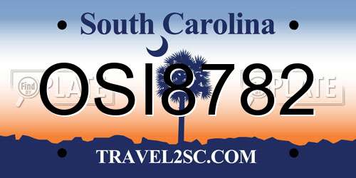 OSI8782 South Carolina License Plate