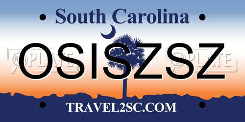 OSISZSZ South Carolina License Plate