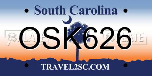 OSK626 South Carolina License Plate