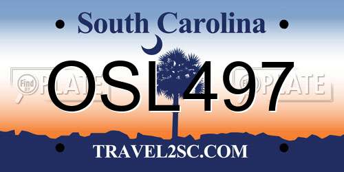 OSL497 South Carolina License Plate
