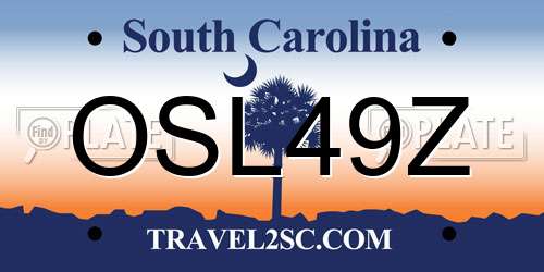 OSL49Z South Carolina License Plate