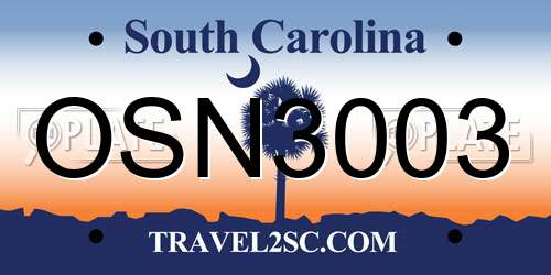 OSN3003 South Carolina License Plate