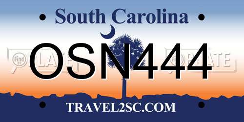 OSN444 South Carolina License Plate