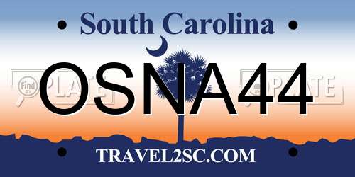 OSNA44 South Carolina License Plate