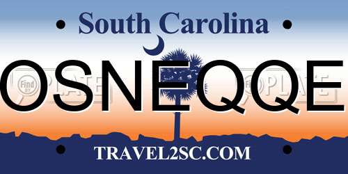 OSNEQQE South Carolina License Plate